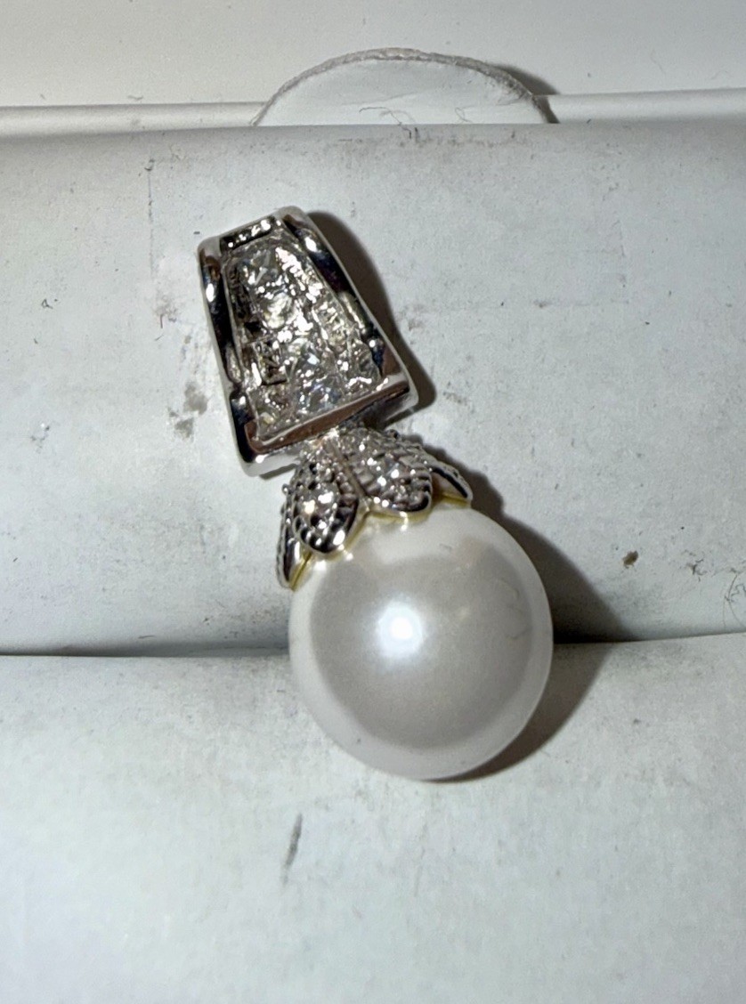 ESTATE Solid Sterling Silver Large 9mm Natural Pe… - image 5