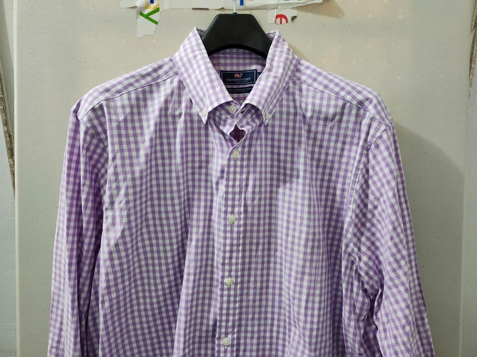 Vineyard Vines Shirt Mens XL Purple Murray Classic Fit Button Down Gingham Plaid - Image 4 of 4