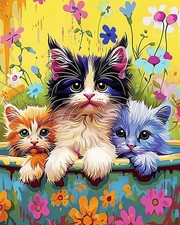 Linkmonde Kids' Painting by Numbers DIY Acrylic 20  x 16  , Colorful Cute Cat