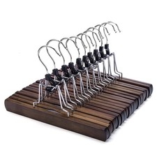 Wooden Pants Skirt Hangers, Smooth Finish Solid Wood Non Slip Jeans Slack Clamp