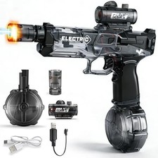 Electric Water Gun with LED Muzzle Flash, Powerful Water Blaster for Adults, Rea