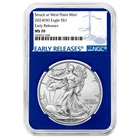 2024 (W) $1 American Silver Eagle NGC MS70 ER Blue Label Blue Core