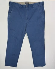 J Peterman Pants Mens 42x32 Khaki Blue Adjustable Waist Stretch Straight Casual