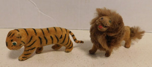 Vintage Kunstlerschutz Wagner Flocked Animal Baby Tiger and lion West Germany.