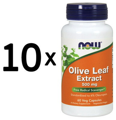 10 x NOW Foods Olive Leaf Extract, 500mg - 60 vcaps (133,25 EUR/kg)