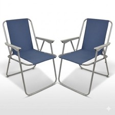 Image of 2 Chairs Folding Garden Patio Spring Deck Chair Picnic Camping Beach Fishing