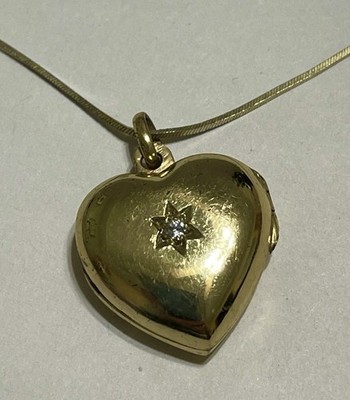 Italy Necklace Heart locket romantic Yellow Gold Plated Over 925 Silver.(457)