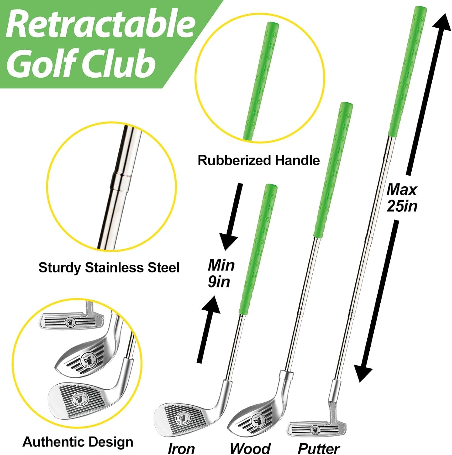 Kids Golf Clubs for 2 3 4 5 Years Old, Retractable Toddler Golf Set