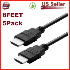 5 Pack New Digital High-Speed 1.4 HDMI Cable PVC 2160p Black Cord 6 feet 