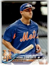 2018 Topps Michael Conforto Blue Batting Practice Jersey, Holding Bat #88b