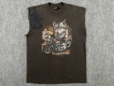 Vintage 3D Emblem Harley Davidson Graphic Tee Mens XL Survivors Sleeveless Shirt