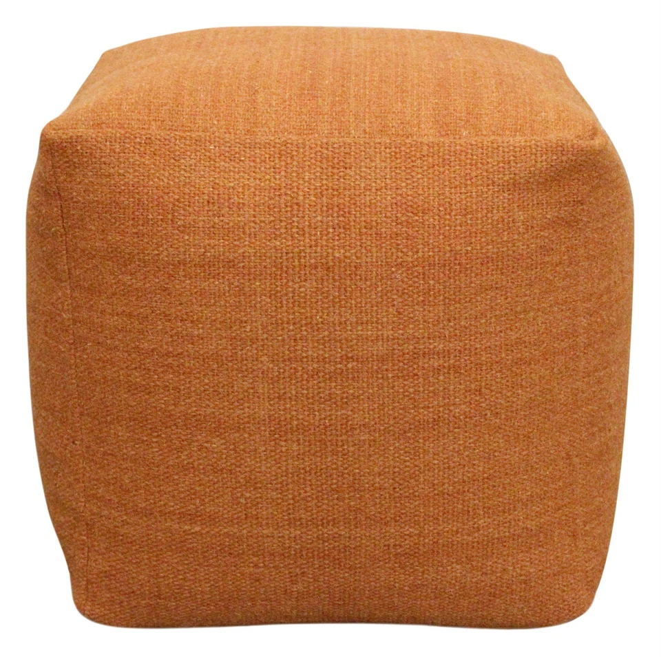 Puf Remi tejido a mano contemporáneo de lana naranja Foto 2 de 4