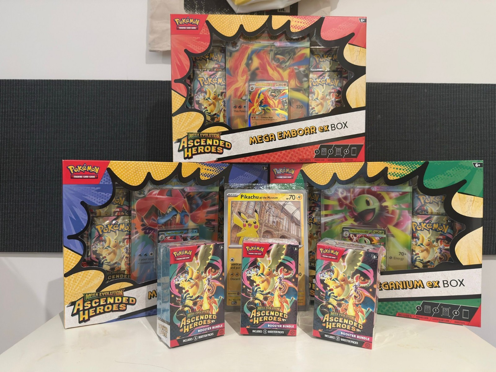 Ascended Heroes Booster Bundle x3 + EX Boxes x3 +  Pikachu At The Museum