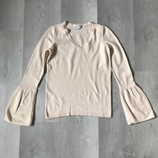 Christopher Fischer Cashmere Sweater Womens Small Cream Soft Knit Bell Sleeves