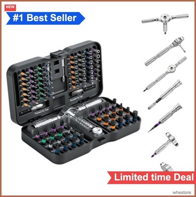 100 Piece Ratchet Screwdriver Set Magnetic S2 Steel Bits Flexible Shaft