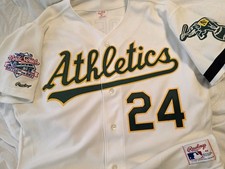 RICKEY HENDERSON 1989 OAKLAND A'S WORLD SERIES HOME AUTHENTIC JERSEY SIZE 48