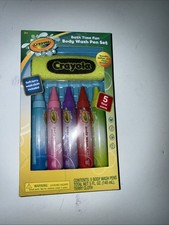 Crayola Bathtub Body Wash Pen Set 5 Pens 5 Floral Scents Terry Washcloth NEW
