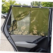 Print Car Window Shades for Baby UV Protection Side 1 Dragonfly Floral Green