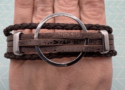 Ryze Vegan Leather Magnetic Brown Wrap Bracelet 