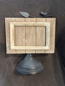 Sign of the Times 5x7 Wood & Metal Freestanding Bird Leaf open frame 
