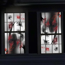 2PCS Halloween Large Window Decorations Door Cover, Window Clings Poster 59x30i