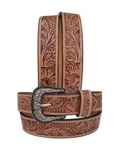Affilare Kids Or Young Adults Western Belt Tooled Hand Finished Genuine Leather