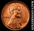 1954 Lincoln Wheat Cent- Red- Choice Gem Brilliant Unc Luster- Semi Key #J8879