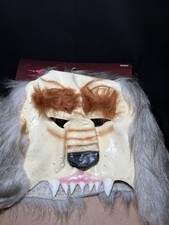 Vintage Halloween Grey Werewolf Mask 1995