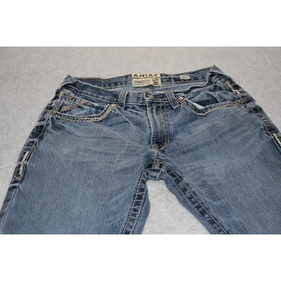 Jeans Ariat M5 Para Hombres Talla 30 x 36 ALTO Pierna Recta Calce Azul Vaquero Denim Western Foto 2 de 4