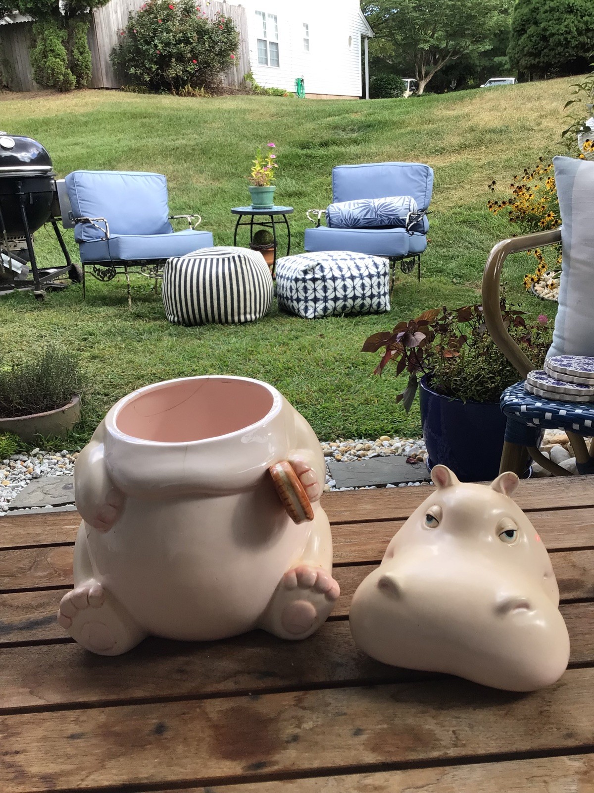 RARE Fitz And Floyd Pink Hippo Cookie Jar Circa 1980
