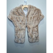 Donna Salyers Fabulous Furs Faux Fur Stole Wrap Champagne Beige O/S Wedding Gala