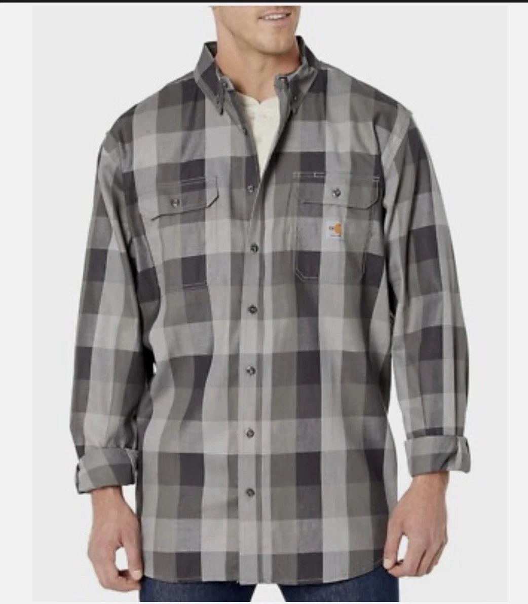 Carhartt Men's FR Force Rugged Flex Twill Button Shirt XLT Loose Midweight Gray