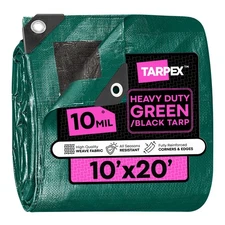 TARPEX - 10 Mil Green Black Heavy Duty Poly Tarp 10' x 20'