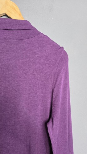 Monsoon Purple Twist Knot Front Draped Top Size M Long Sleeve Jersey Blouse - Picture 8 of 17