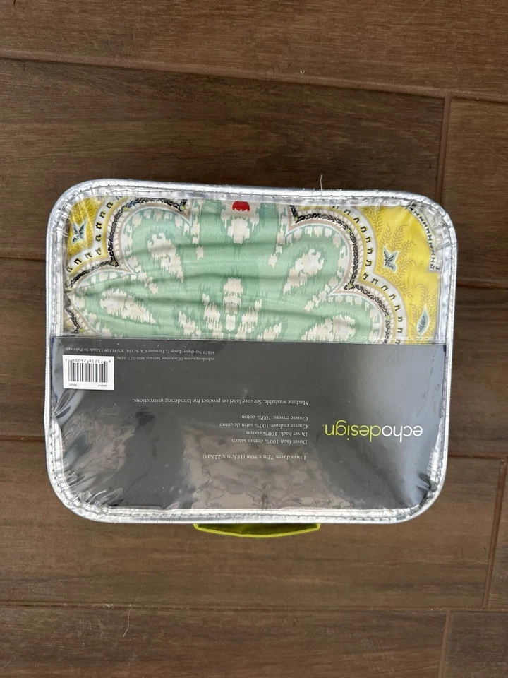 Echo Design 斋浦尔双被套五颜六色的波西米亚锦缎棉 90 英寸 x 72 英寸 — 第 4/4 张图片