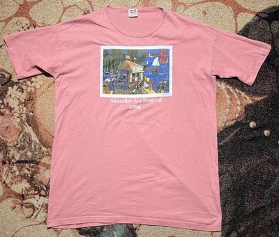VINTAGE USA MADE Anvil Sausalito Art Festival 1996 Tee Pink OS