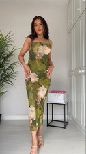 ZARA tulle midi green dress