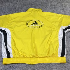 Vintage Adidas Track Jacket Mens XL Yellow Full Zip Windbreaker Nylon Lined 90s