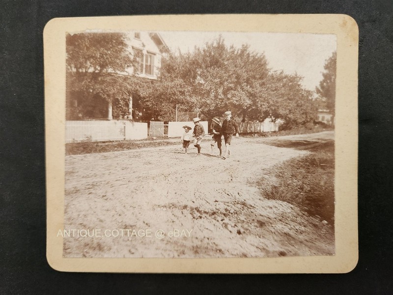 c1900 antique PHOTO norwich ct EAST MAIN STREET children dog americana