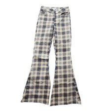 Forever 21 Premium Plaid Flare Academia Pants Size 24 Y2K Boho 70s Retro Twee