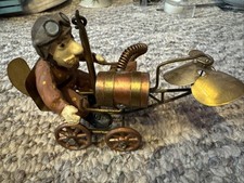 Bronze Mixed Metal Helicopter Figure Handcrafted Antique Style 6x3.5&rdquo;