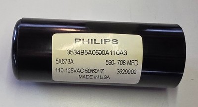 Philips 5X673A Motor Start Capacitor 590-708 MFD 110-125V AC 50/60Hz New NOS NIB