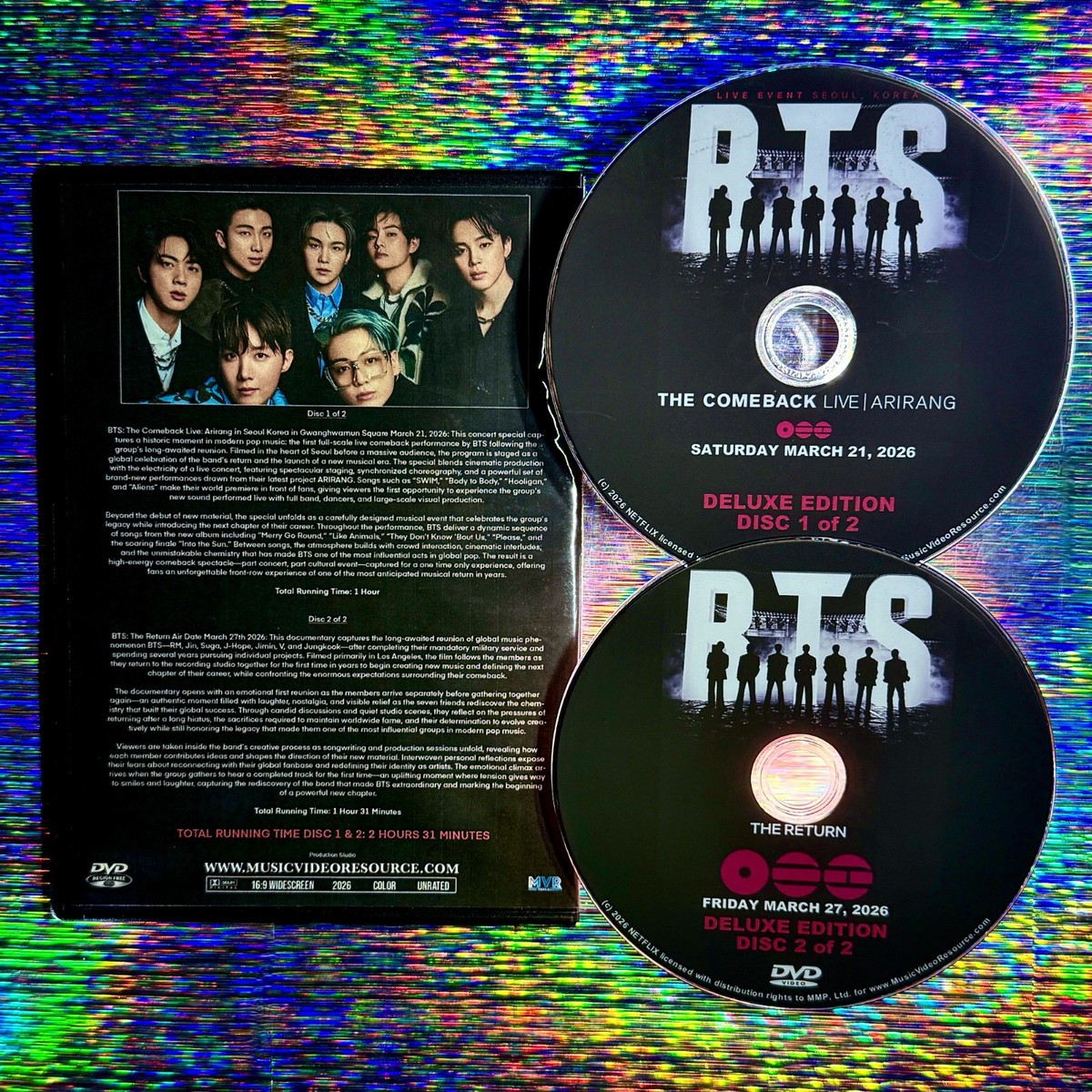 BTS COMEBACK LIVE ARIRANG 2026 DELUXE EDITION 2 DVD Set and THE