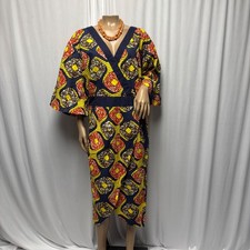 Ashro African Print Wrap Dress Womens Size 22W Cotton Bold Geometric Midi NEW