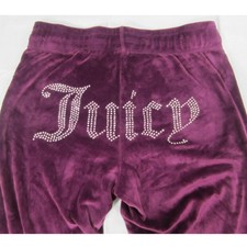 JUICY COUTURE velour lounge pants y2k flare maroon burgundy plum logo embellish