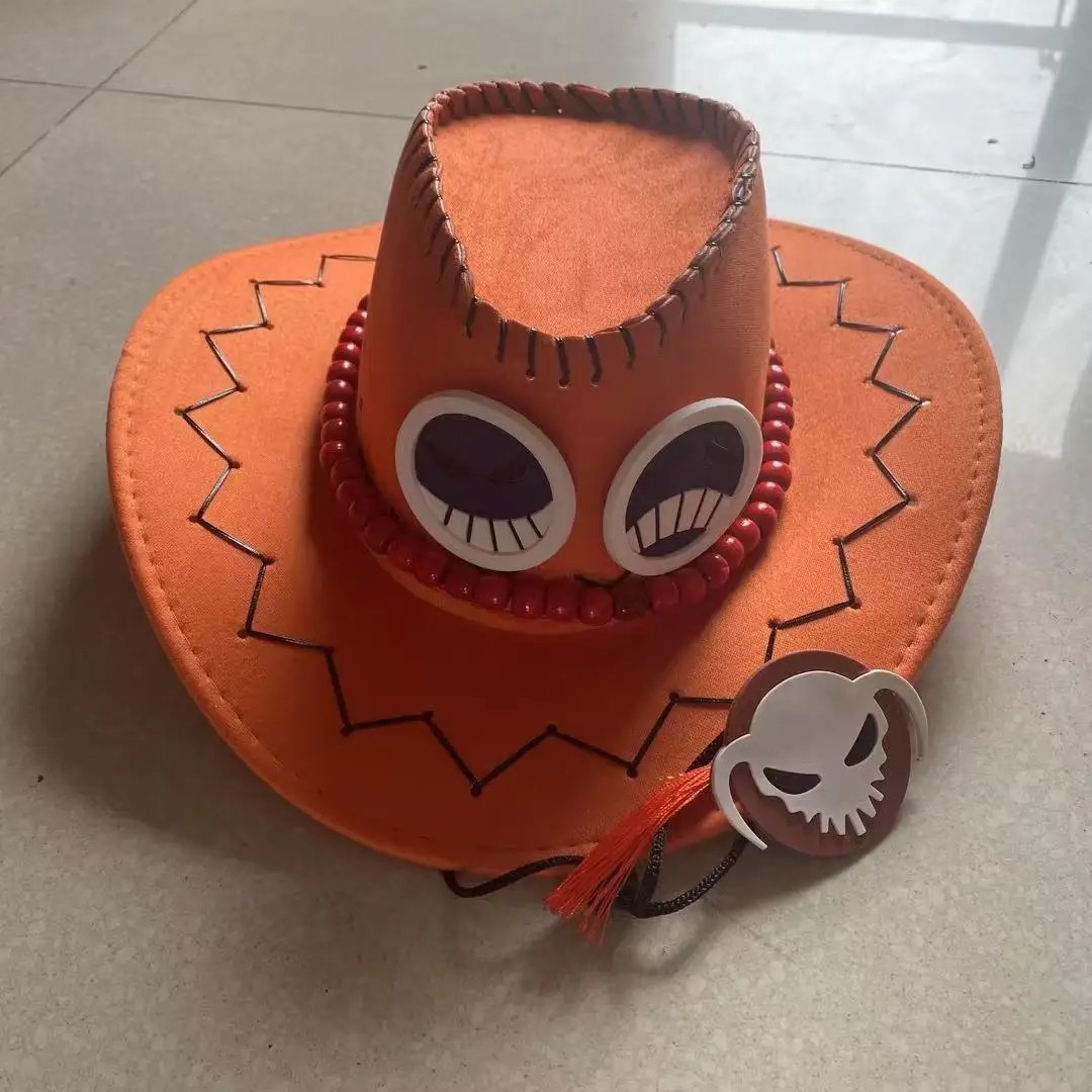 One Piece Portgas D. Ace Cowboy Hat With Beads Hat Anime Cosplay