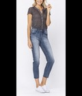 New Judy Blue High Waist Relaxed Fit Distressed Raw Hem Jeans Size 14W — photo 6
