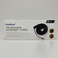 Comtrue 2-Pack Telephone Handset Cords, Black, 16in Coiled, 11.5ft Uncoiled