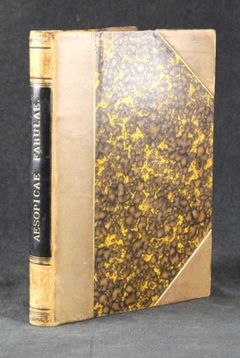 1877 AESOPS FABLES in GREEK, TAUCHNITZ EDITION, LEIPZIG, PERIOD CALF BINDING