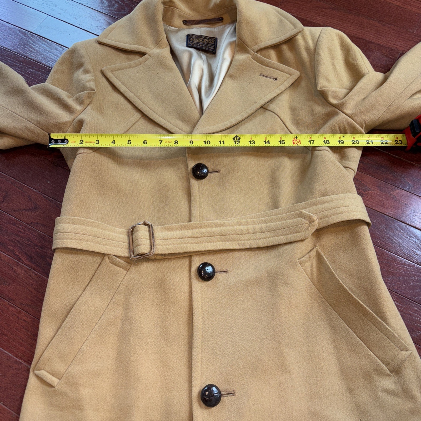 VTG Pendleton Jacket S/M Wool Collared Belted Coa… - image 14